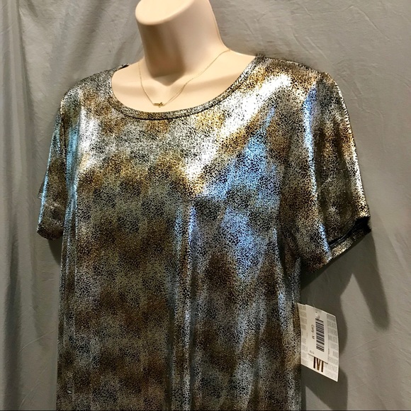 LULAROE Carly Elegant Gold Shiny Dress Medium - Picture 2 of 6